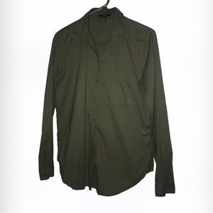 3 FOR $20 FOREVER 21 Army Green Button Front Long Sleeve Dress Shirt Size S